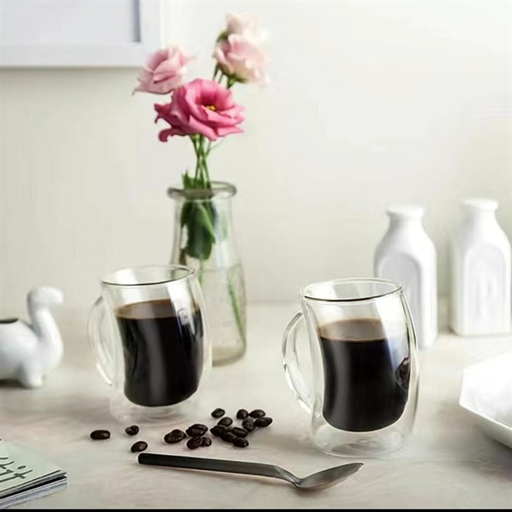 Heat Resistant Coffee Mug With Handle, Double Wall Coffee Glass, Double Wall Drinking Glass For Coffee